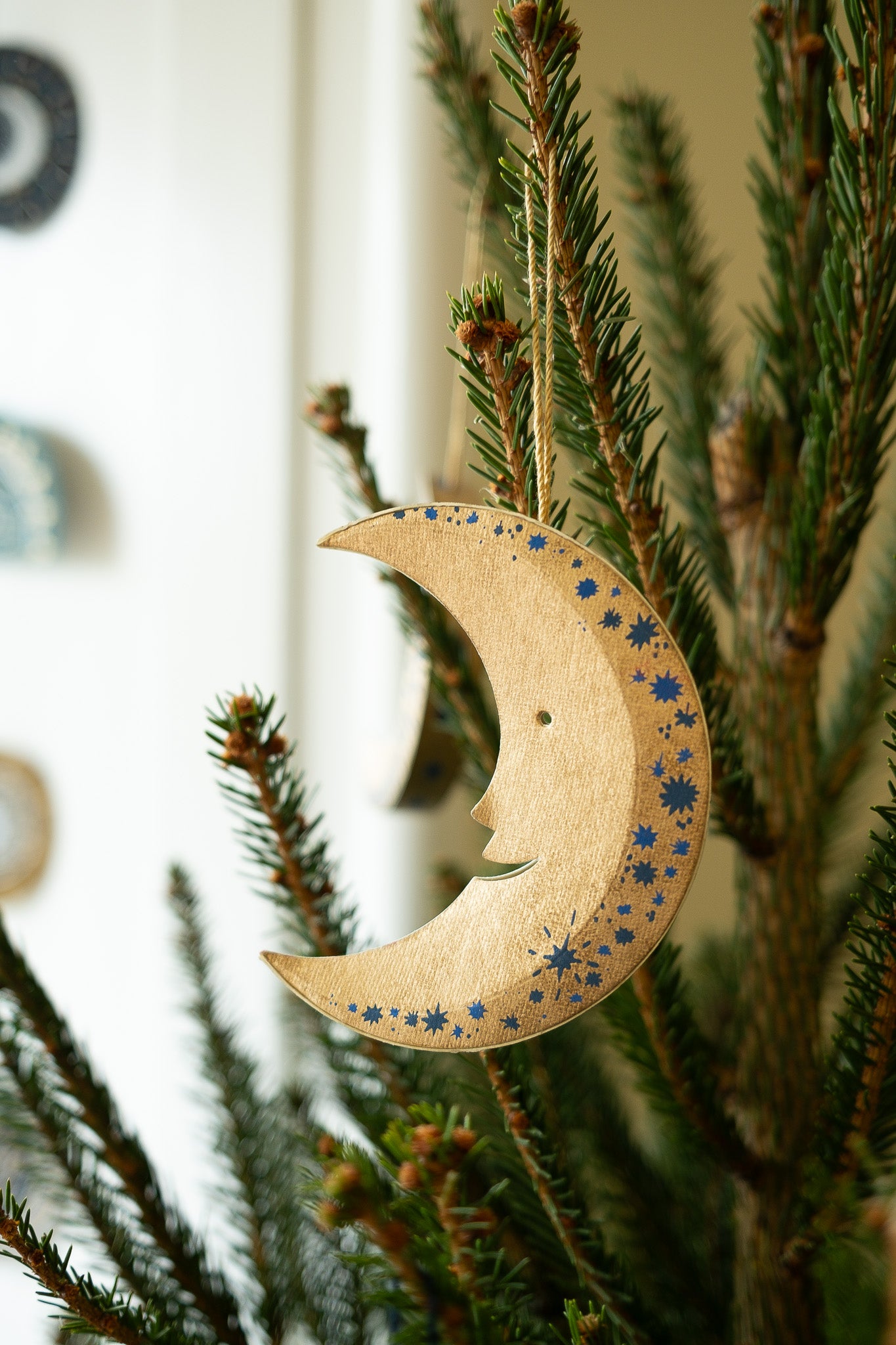 Shimmering Man on the Moon Board Ornament