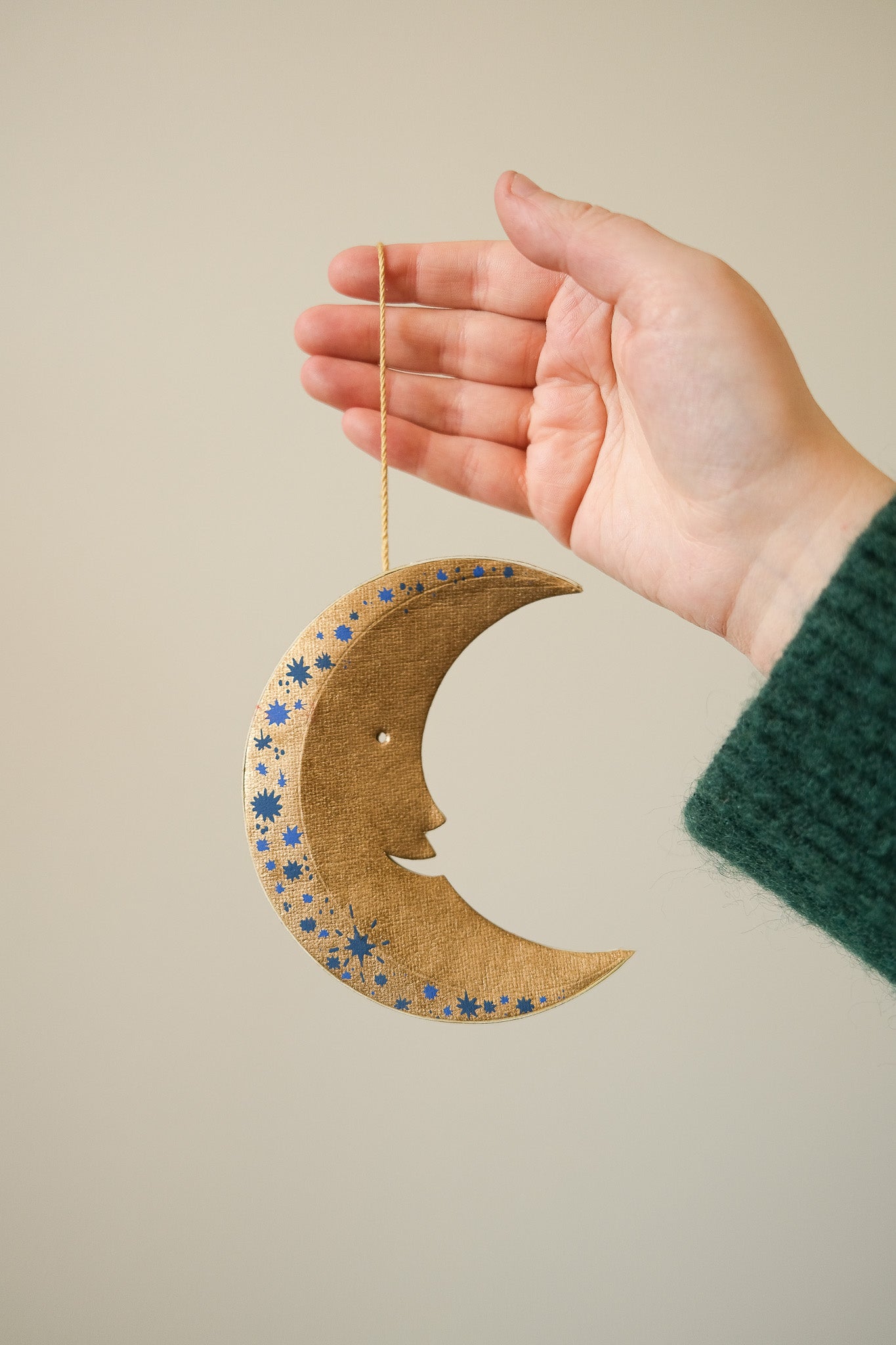 Shimmering Man on the Moon Board Ornament