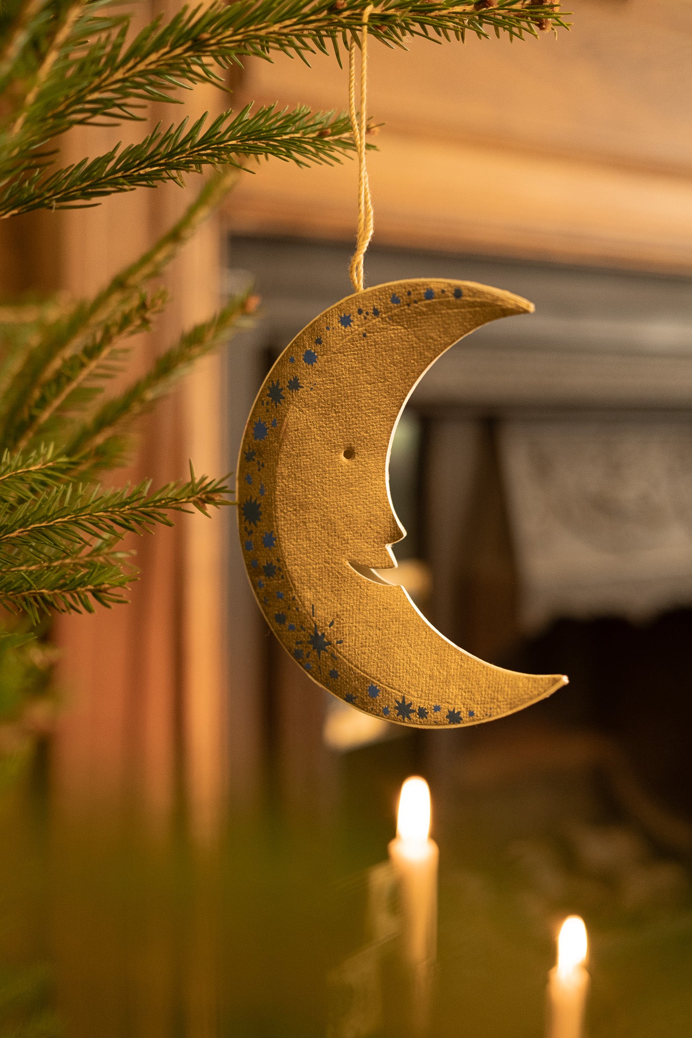 Shimmering Man on the Moon Board Ornament