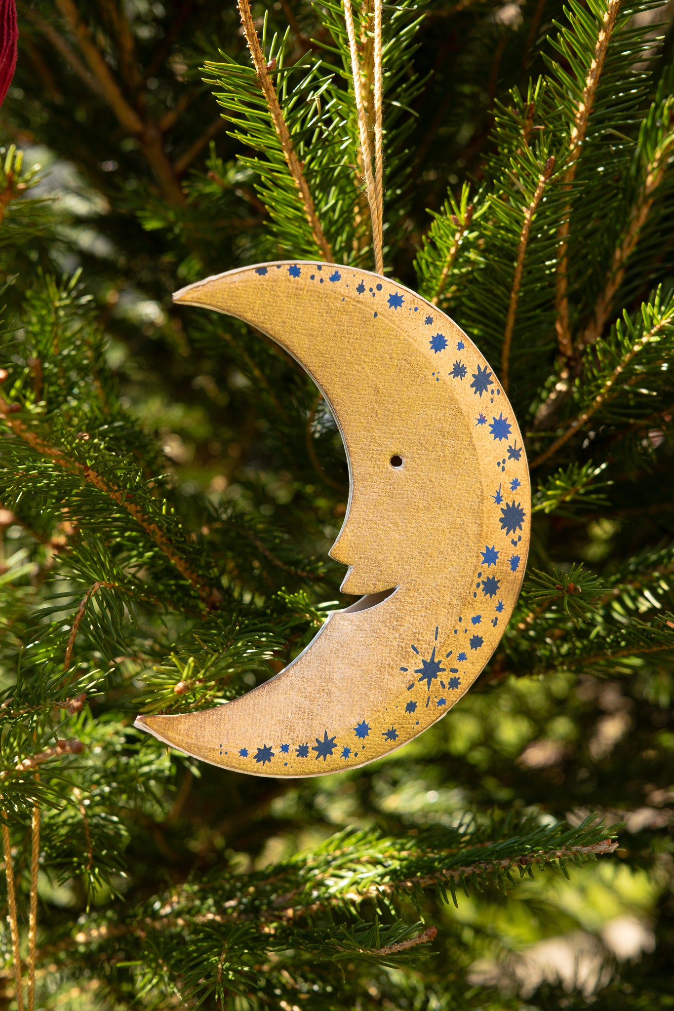 Shimmering Man on the Moon Board Ornament