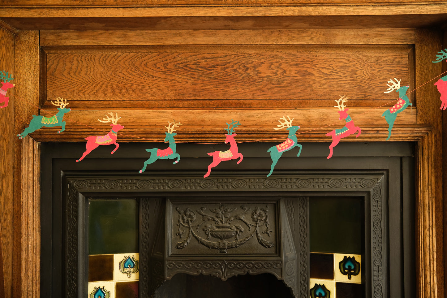 Bright Reindeer Sewn Garland