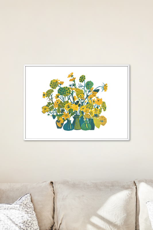Green and Yellow Flowers Screen Print (Smaller Version)