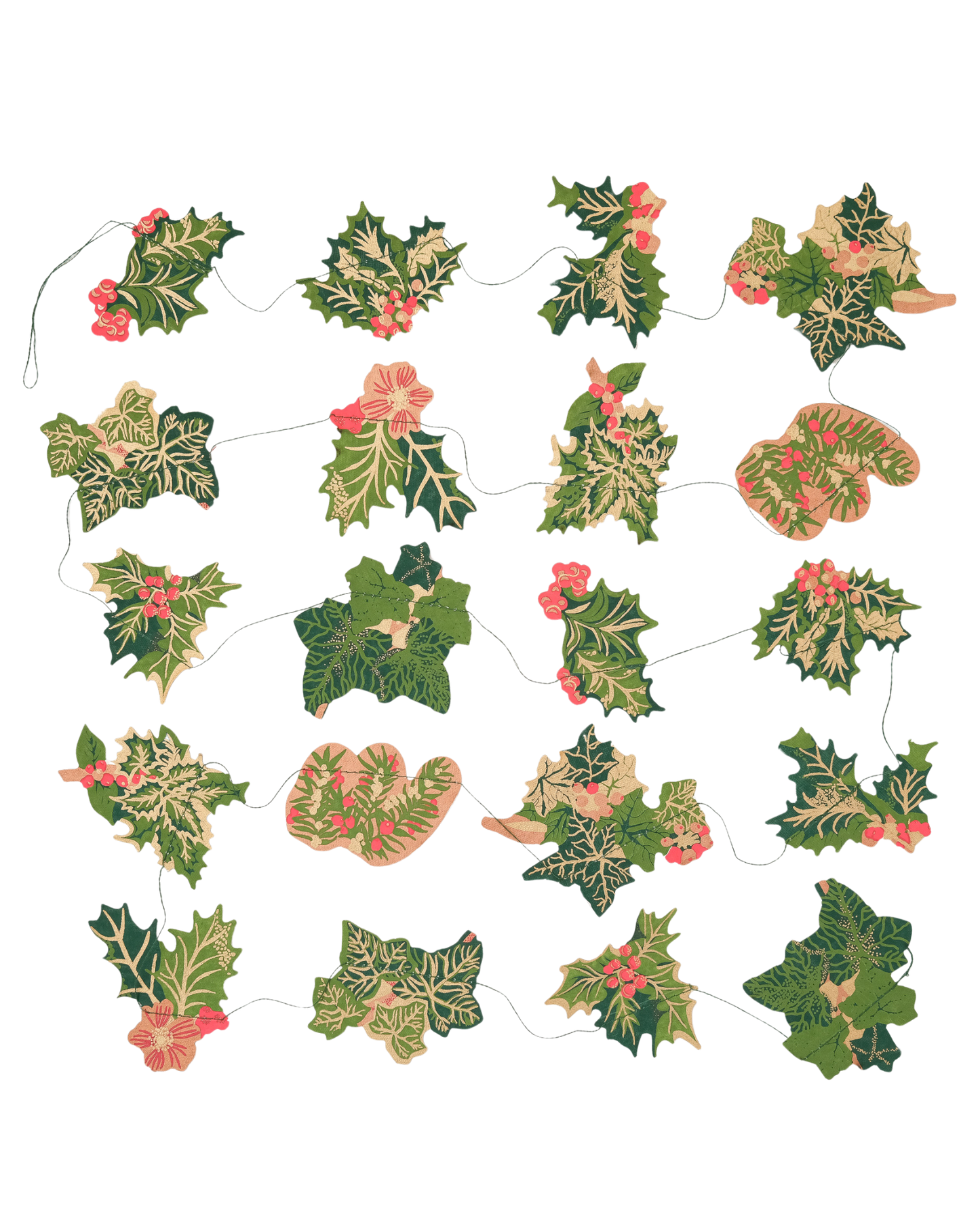 Holly and Ivy Sewn Garland