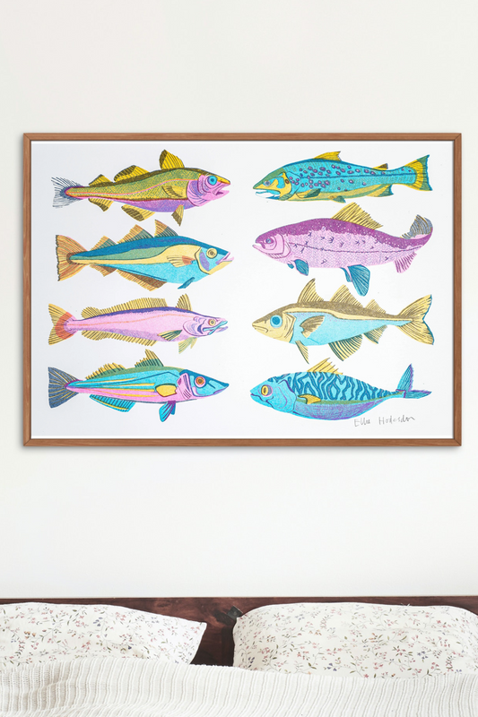 British Fish Risograph Print