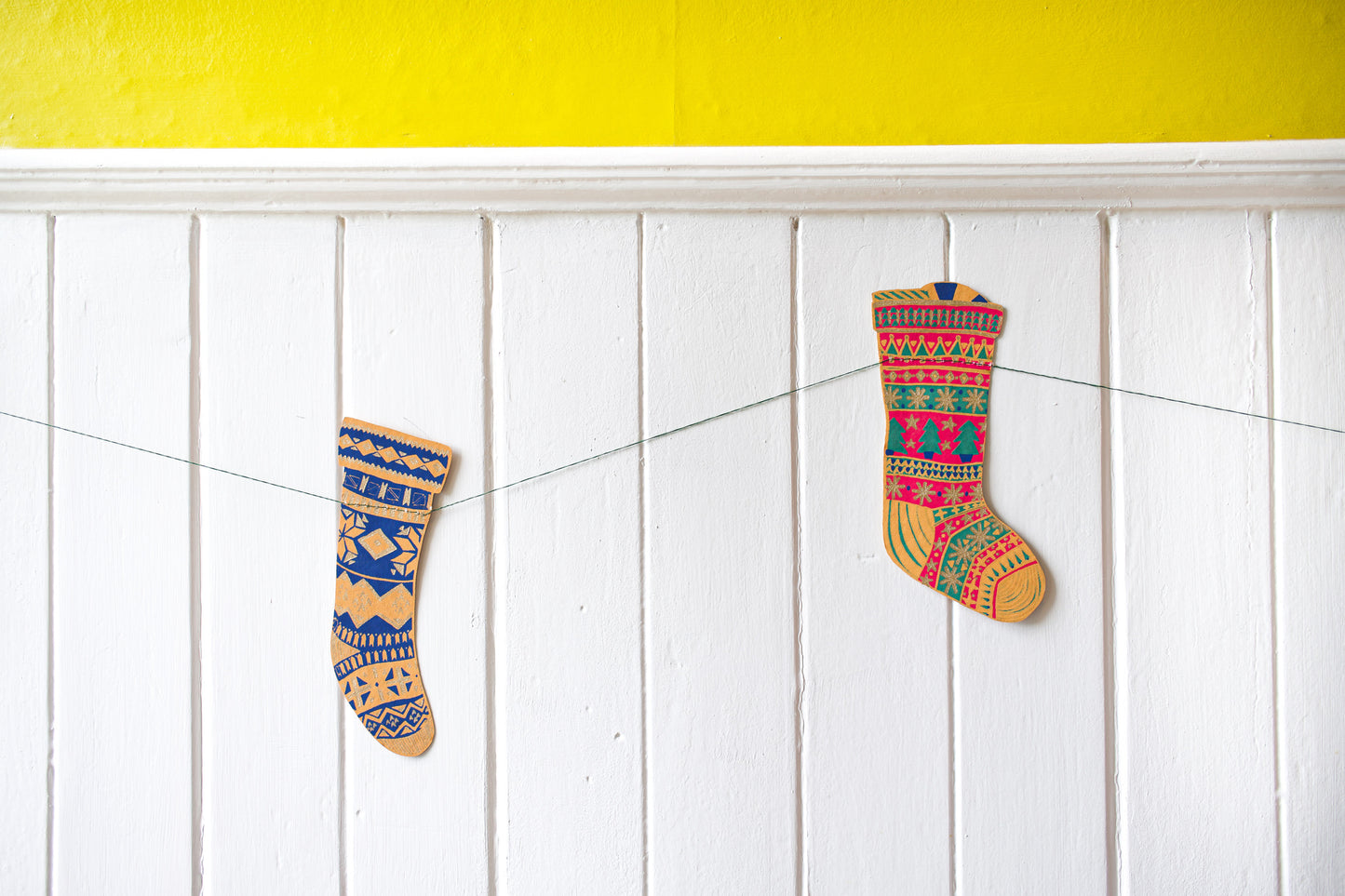 Festive Stockings Sewn Garland