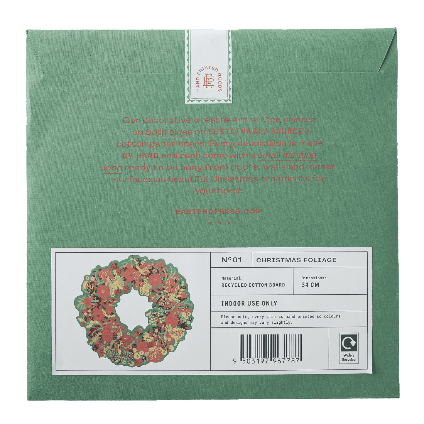Christmas Foliage Cotton Board Wreath