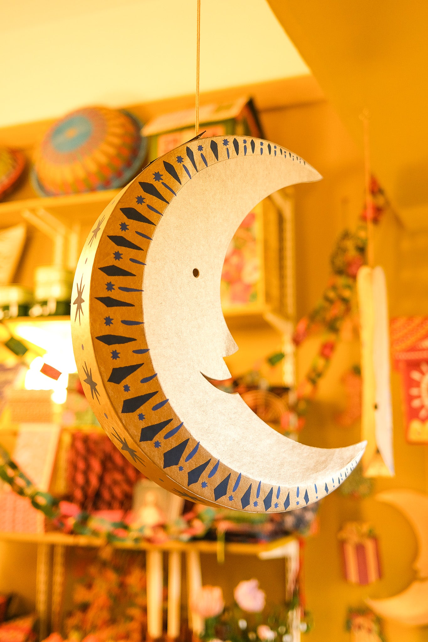 Large Golden Man on the Moon Board Decoration