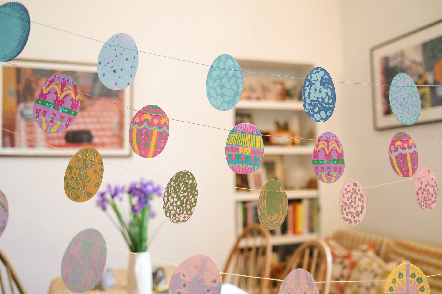 Pink Speckled Eggs Sewn Garland