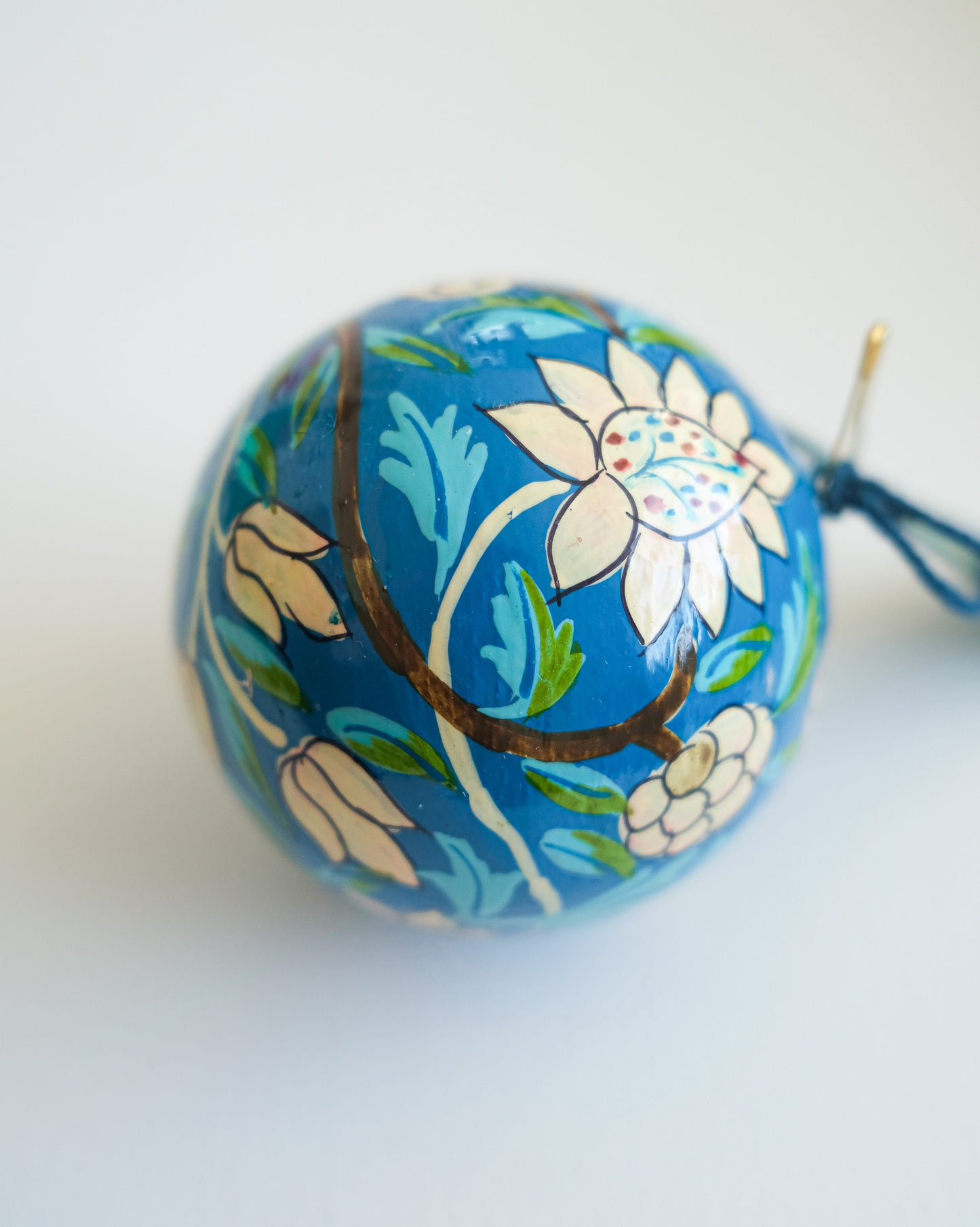 Cobalt Blue Flowers Bauble