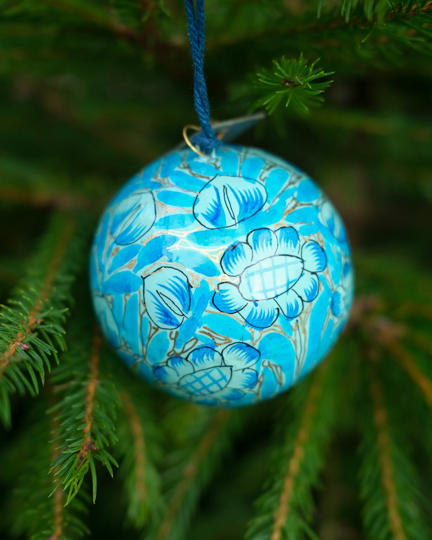 Sky Blue and Gold Bauble