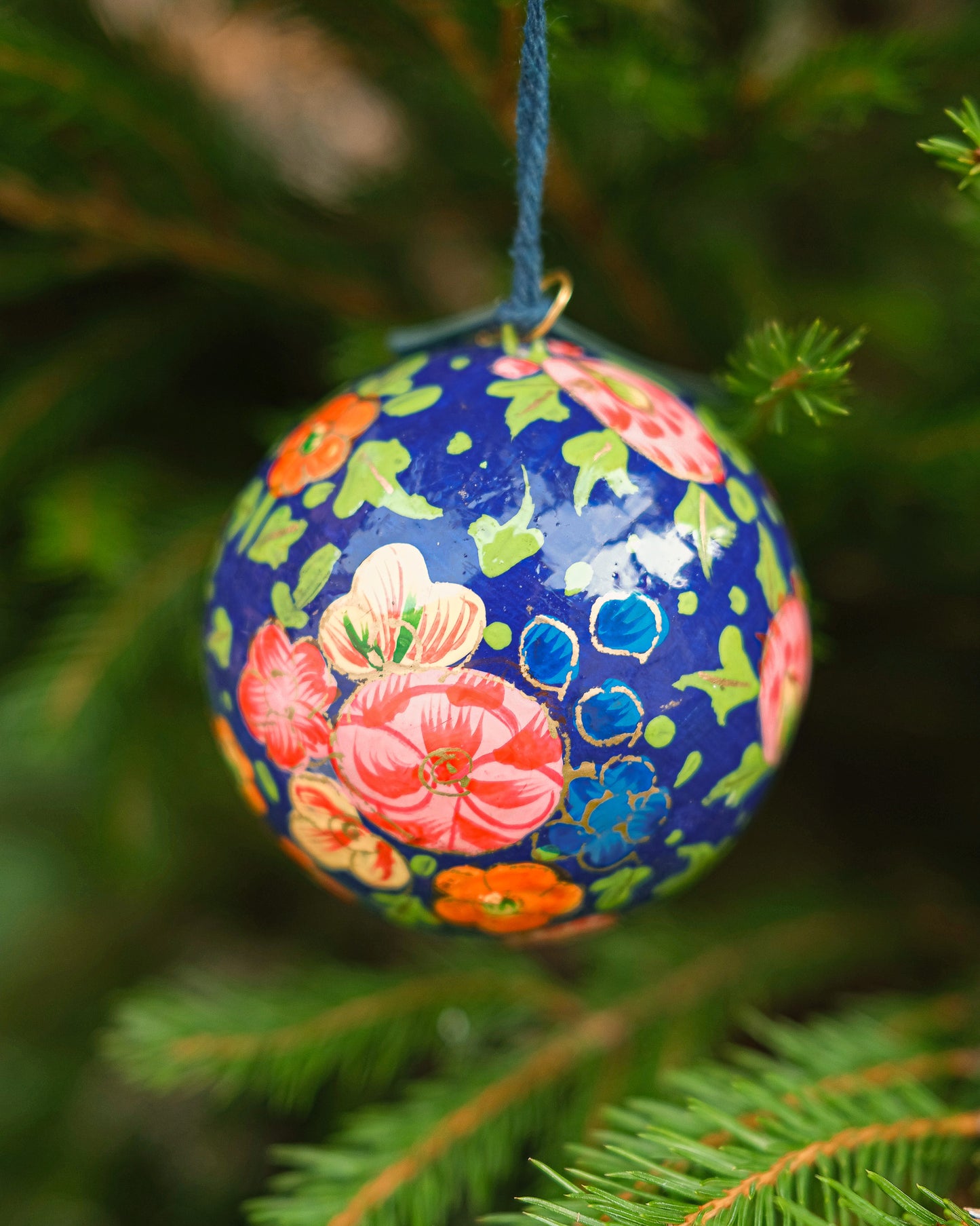 Dark Blue Blossoms Bauble