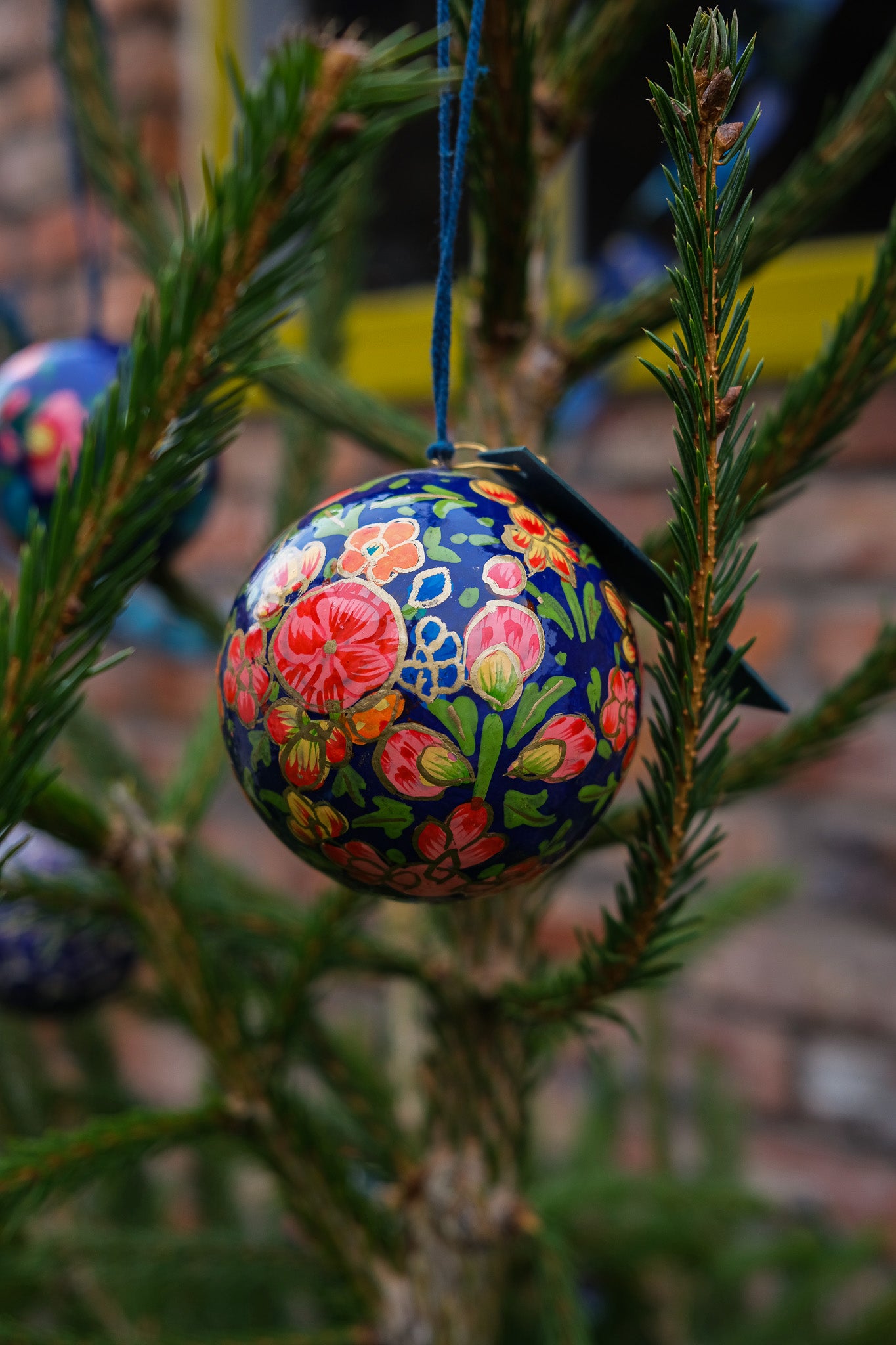 Deep Blue Florals Bauble