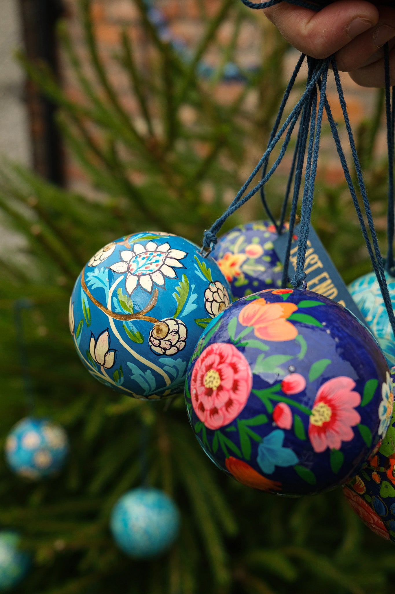 Cobalt Blue Flowers Bauble