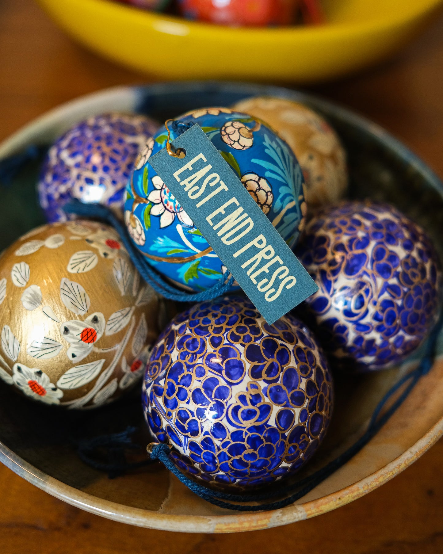 Cobalt Blue Flowers Bauble