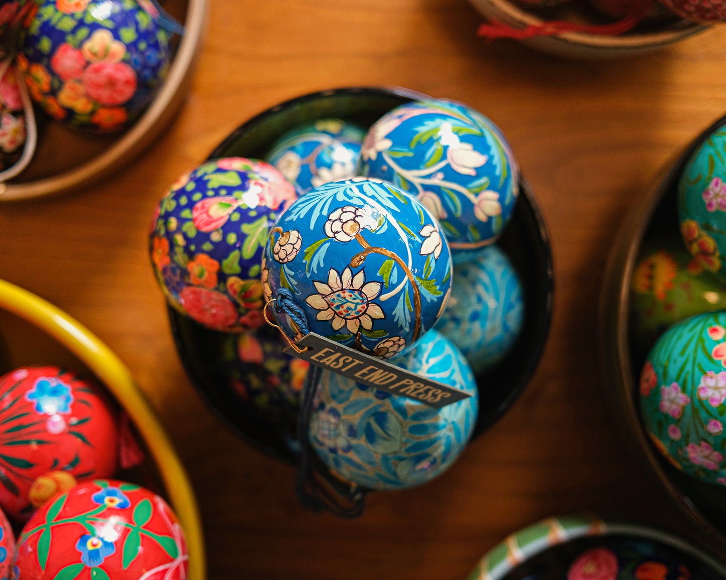 Cobalt Blue Flowers Bauble