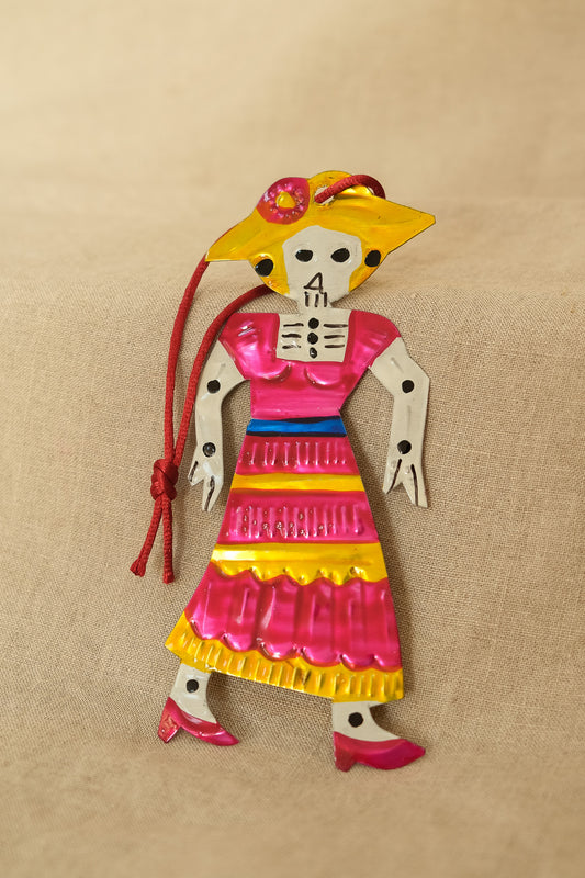 Skeleton in a Dress Tin Decoration