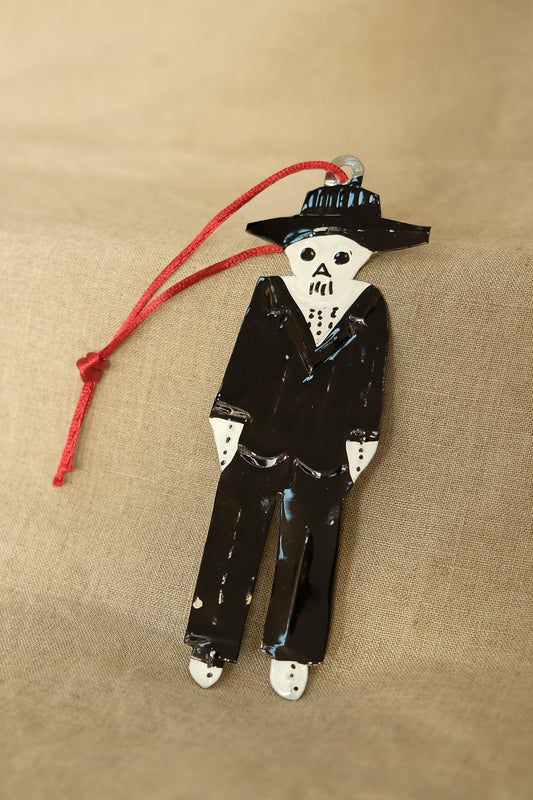 Skeleton in a Suit Tin Decoration