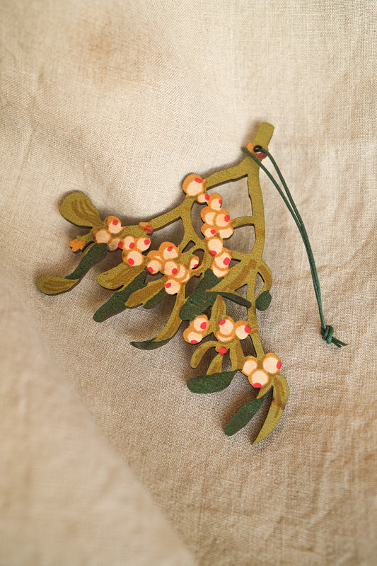 Mistletoe Wooden Ornament