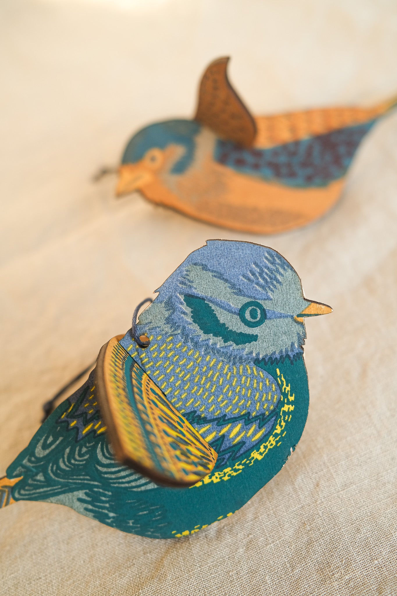 Blue Bird Wooden Ornament