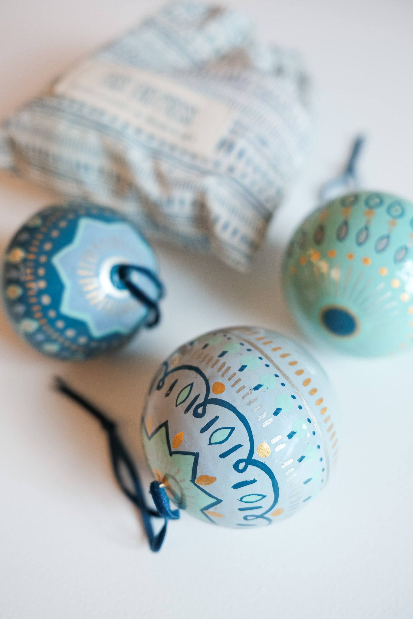 Frosty Blue - Set of Three Baubles