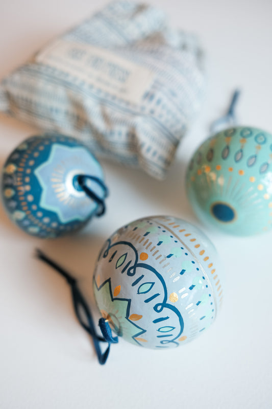 Frosty Blue - Set of Three Baubles