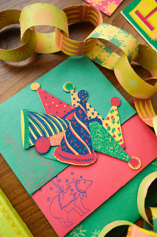 PARTY HATS GREETING CARD