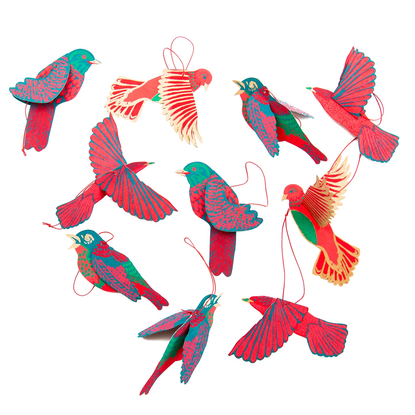 Festive Birds Paper Ornaments