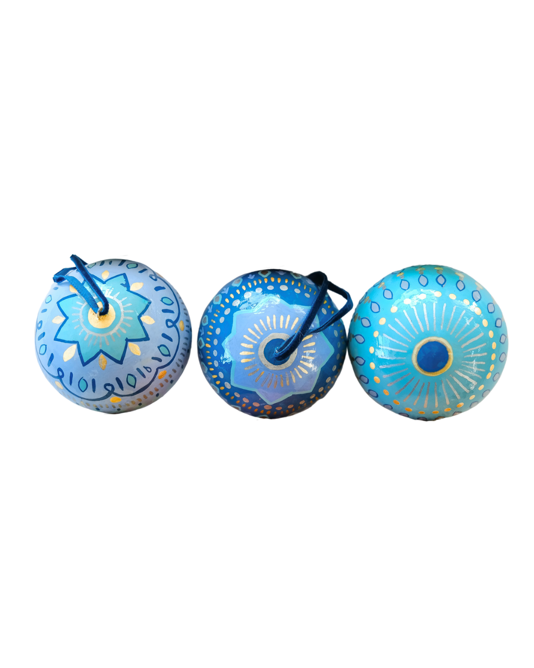 Frosty Blue - Set of Three Baubles